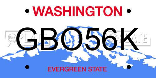 GBO56K Washington License Plate