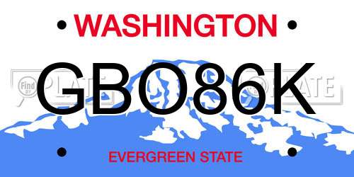 GBO86K Washington License Plate