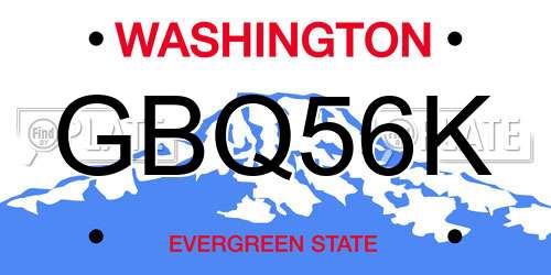 GBQ56K Washington License Plate