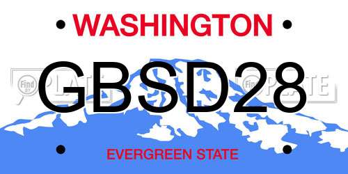 GBSD28 Washington License Plate