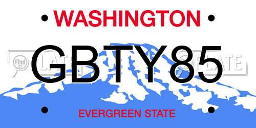 GBTY85 Washington License Plate