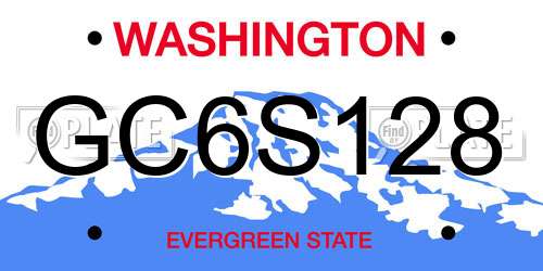 GC6S128 Washington License Plate