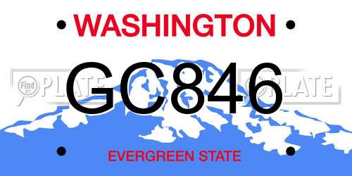 GC846 Washington License Plate