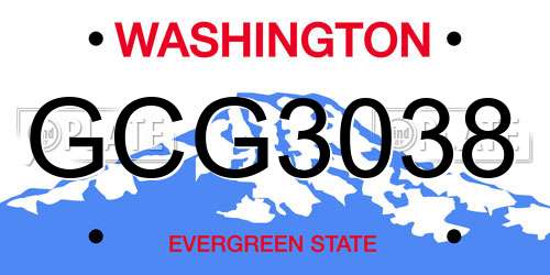 GCG3038 Washington License Plate