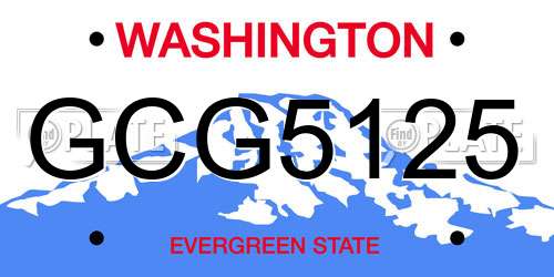 GCG5125 Washington License Plate