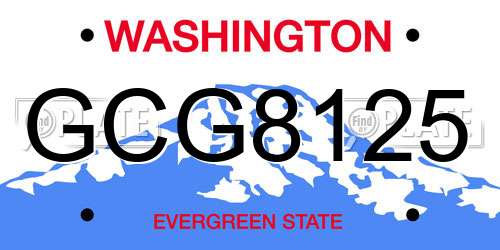 GCG8125 Washington License Plate