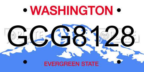 GCG8128 Washington License Plate