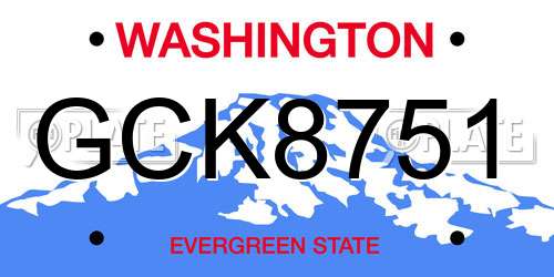 GCK8751 Washington License Plate