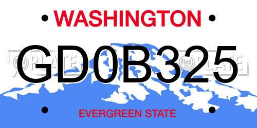 GD0B325 Washington License Plate