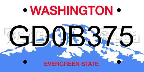 GD0B375 Washington License Plate