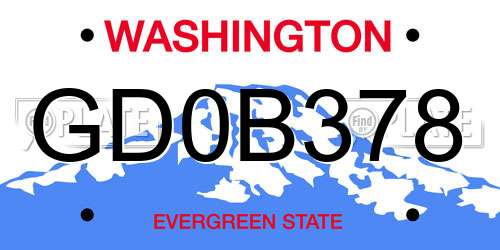 GD0B378 Washington License Plate