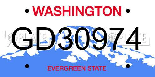 GD30974 Washington License Plate