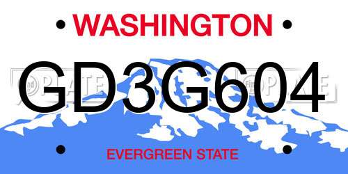 GD3G604 Washington License Plate