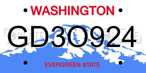 GD3O924 Washington License Plate