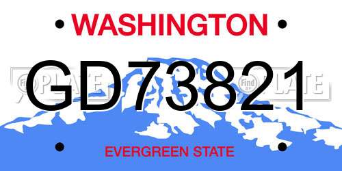 GD73821 Washington License Plate