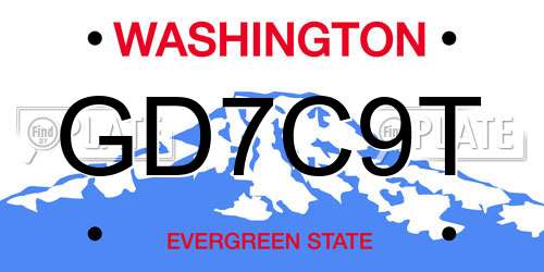 GD7C9T Washington License Plate