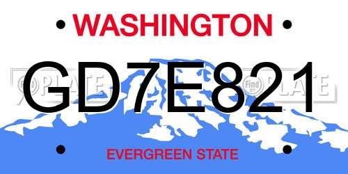 GD7E821 Washington License Plate