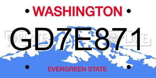 GD7E871 Washington License Plate