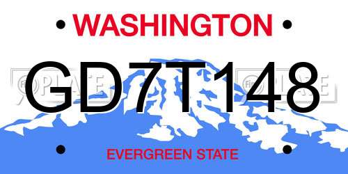 GD7T148 Washington License Plate