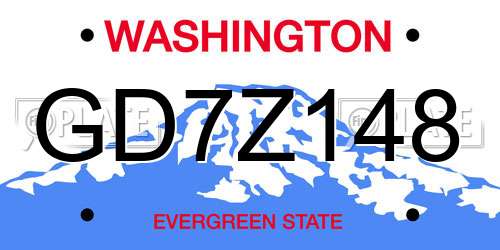 GD7Z148 Washington License Plate