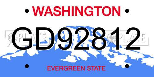GD92812 Washington License Plate