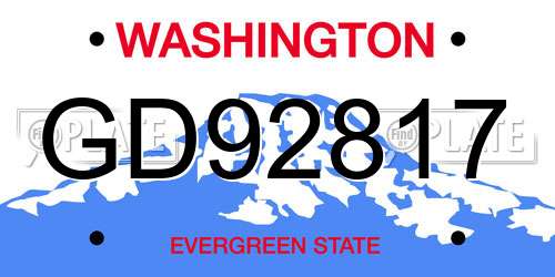 GD92817 Washington License Plate