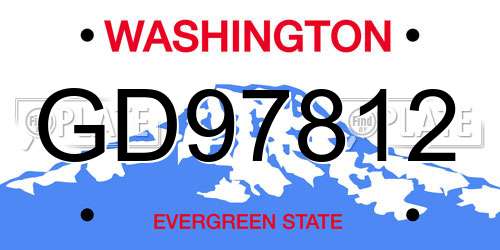 GD97812 Washington License Plate