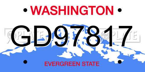 GD97817 Washington License Plate