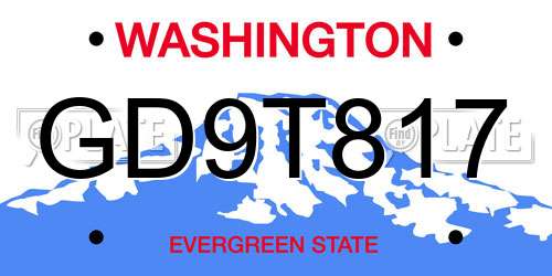 GD9T817 Washington License Plate