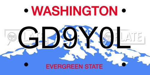 GD9Y0L Washington License Plate