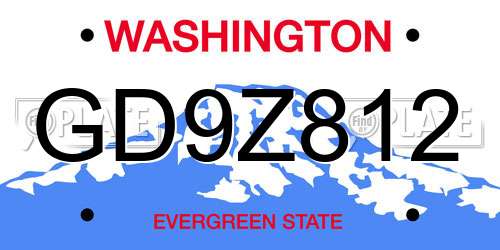GD9Z812 Washington License Plate