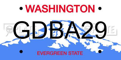 GDBA29 Washington License Plate