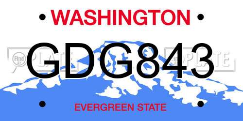 GDG843 Washington License Plate