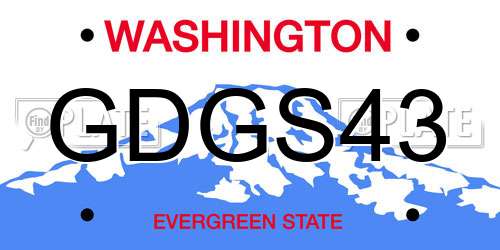 GDGS43 Washington License Plate