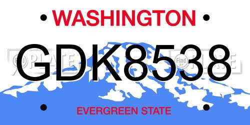 GDK8538 Washington License Plate