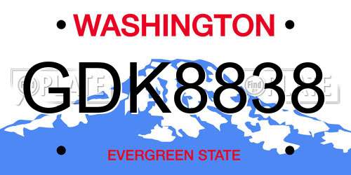 GDK8838 Washington License Plate