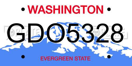GDO5328 Washington License Plate