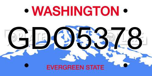 GDO5378 Washington License Plate