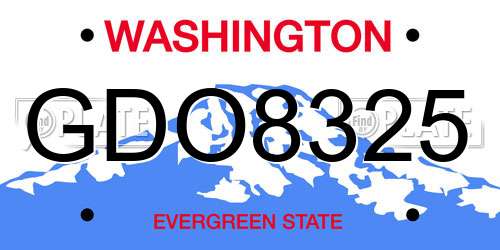 GDO8325 Washington License Plate