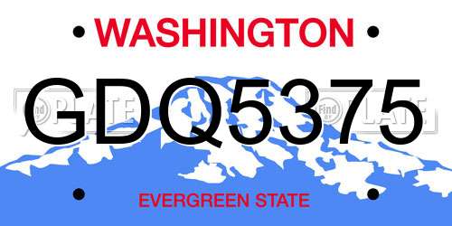 GDQ5375 Washington License Plate