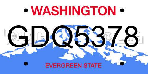 GDQ5378 Washington License Plate
