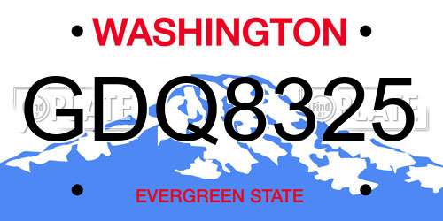 GDQ8325 Washington License Plate