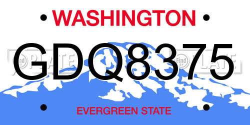 GDQ8375 Washington License Plate