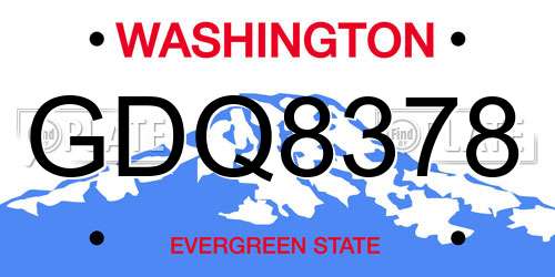 GDQ8378 Washington License Plate