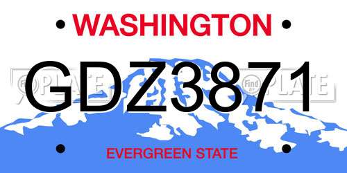 GDZ3871 Washington License Plate