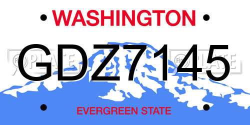 GDZ7145 Washington License Plate