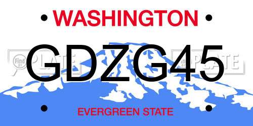 GDZG45 Washington License Plate