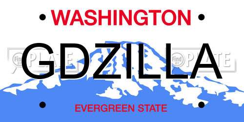 GDZILLA Washington License Plate