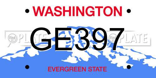 GE397 Washington License Plate