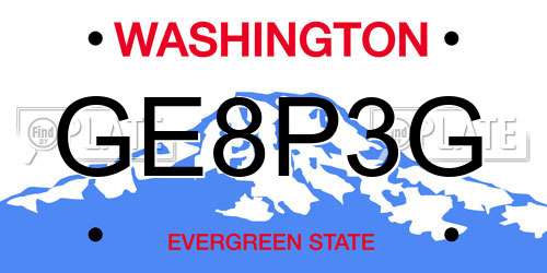 GE8P3G Washington License Plate